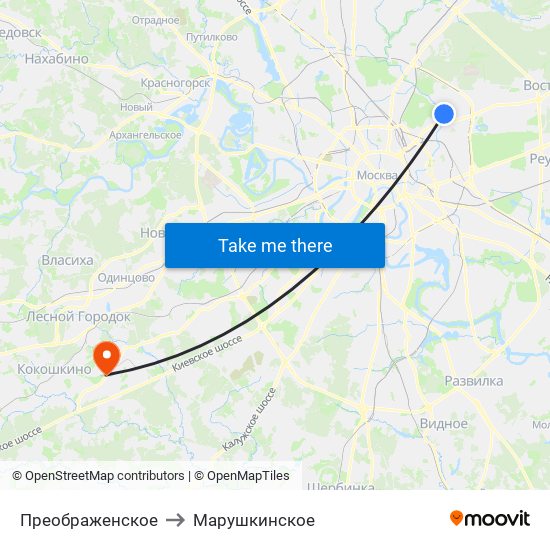 Преображенское to Марушкинское map