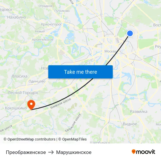 Преображенское to Марушкинское map