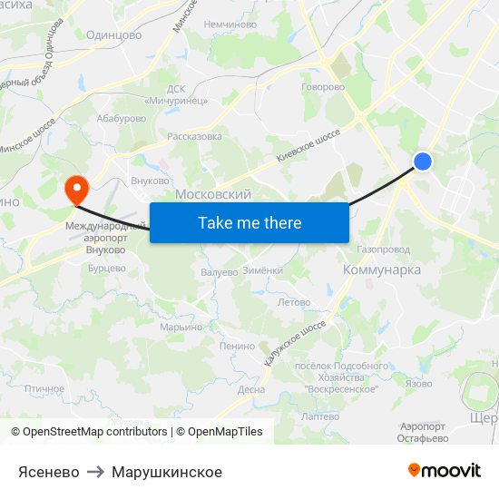 Ясенево to Марушкинское map