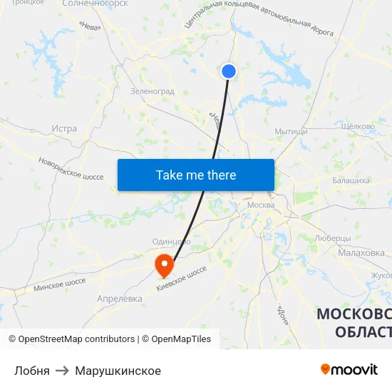 Лобня to Марушкинское map