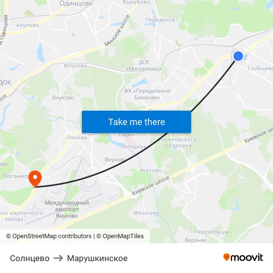 Солнцево to Марушкинское map