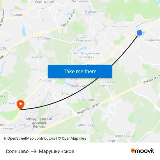 Солнцево to Марушкинское map