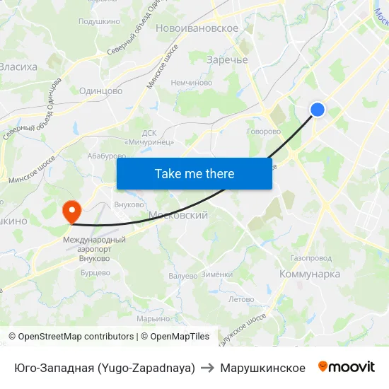Юго-Западная (Yugo-Zapadnaya) to Марушкинское map