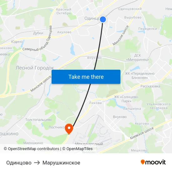 Одинцово to Марушкинское map