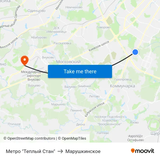 Метро "Теплый Стан" to Марушкинское map