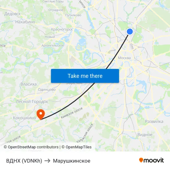 ВДНХ (VDNKh) to Марушкинское map