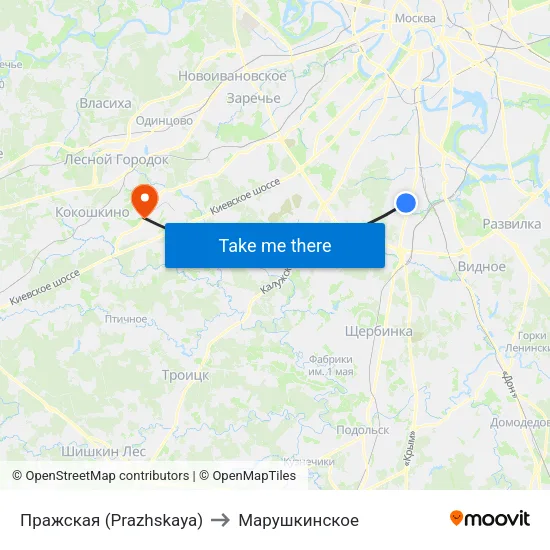 Пражская (Prazhskaya) to Марушкинское map