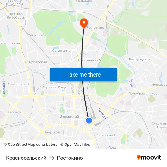 Красносельский to Ростокино map