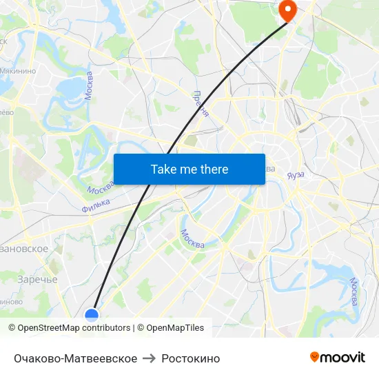 Очаково-Матвеевское to Ростокино map