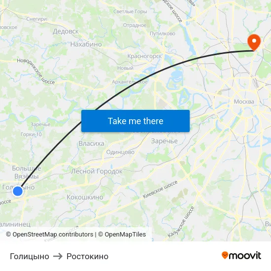 Голицыно to Ростокино map