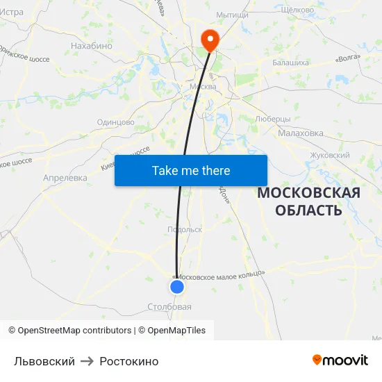 Львовский to Ростокино map