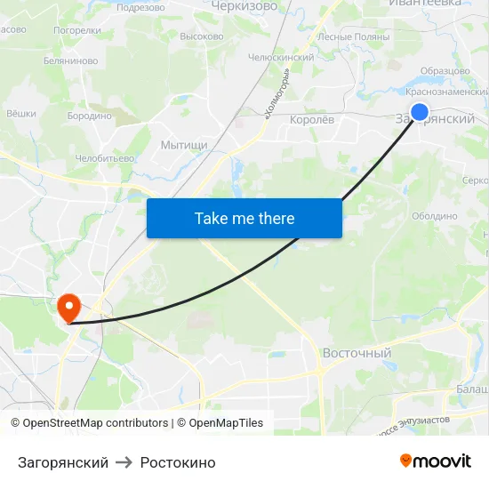 Загорянский to Ростокино map