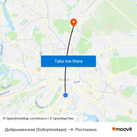 Добрынинская (Dobryninskaya) to Ростокино map