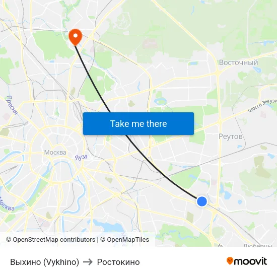 Выхино (Vykhino) to Ростокино map