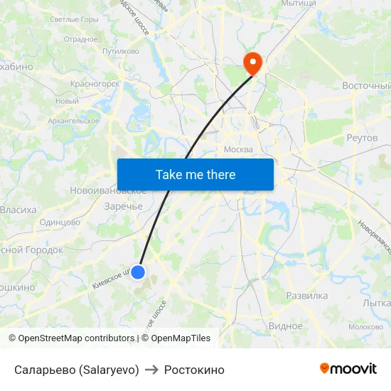 Саларьево (Salaryevo) to Ростокино map
