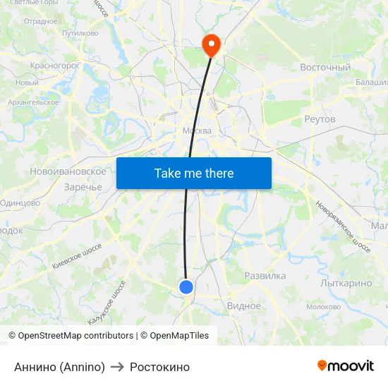 Аннино (Annino) to Ростокино map