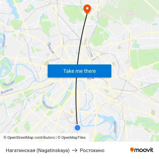 Нагатинская (Nagatinskaya) to Ростокино map