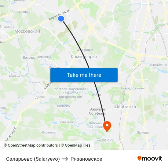 Саларьево (Salaryevo) to Рязановское map