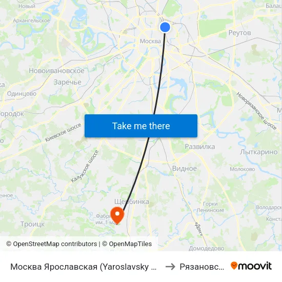 Москва Ярославская (Yaroslavsky Station) to Рязановское map