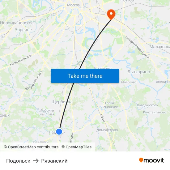 Подольск to Рязанский map