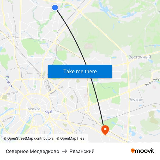 Северное Медведково to Рязанский map