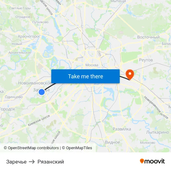 Заречье to Рязанский map