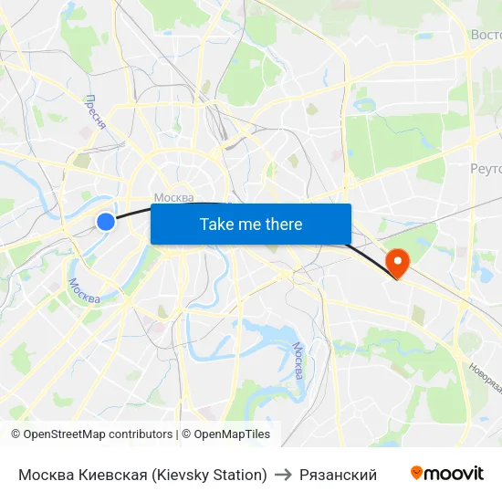 Москва Киевская (Kievsky Station) to Рязанский map