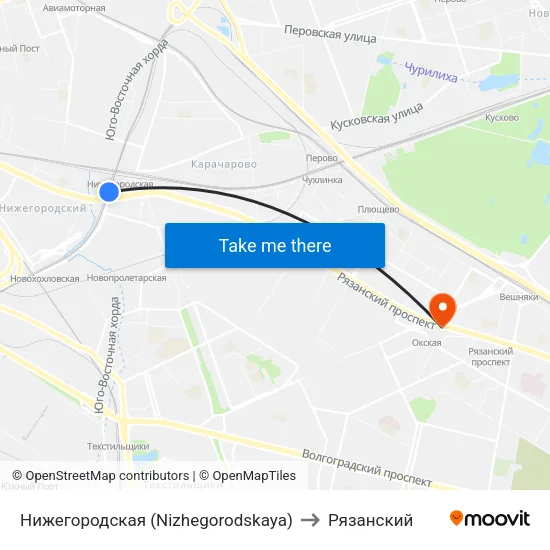 Нижегородская (Nizhegorodskaya) to Рязанский map