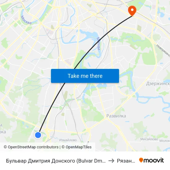 Бульвар Дмитрия Донского (Bulvar Dmitriya Donskogo) to Рязанский map