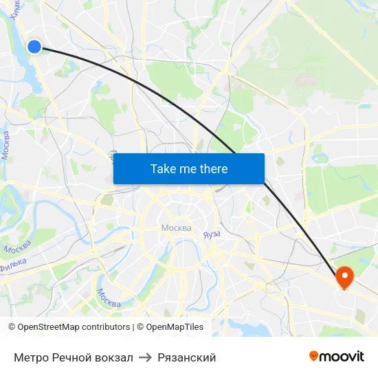 Метро Речной вокзал to Рязанский map