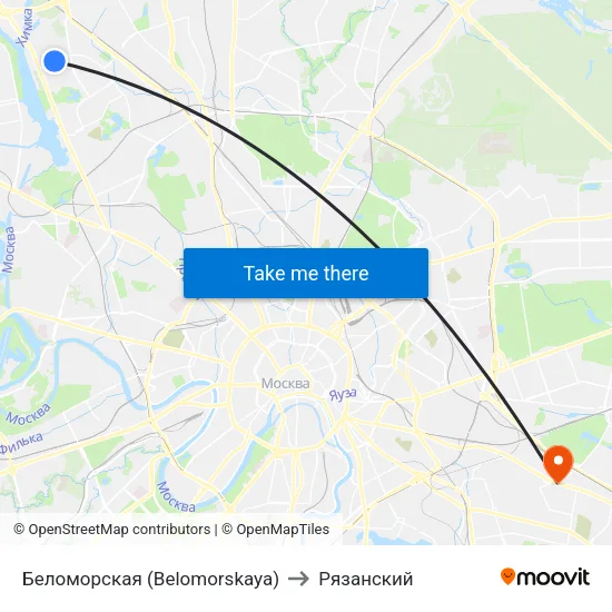 Беломорская (Belomorskaya) to Рязанский map
