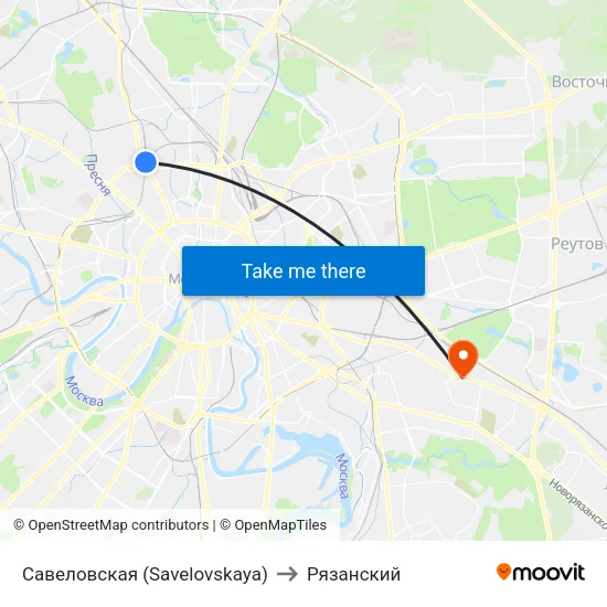 Савеловская (Savelovskaya) to Рязанский map