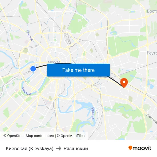 Киевская (Kievskaya) to Рязанский map