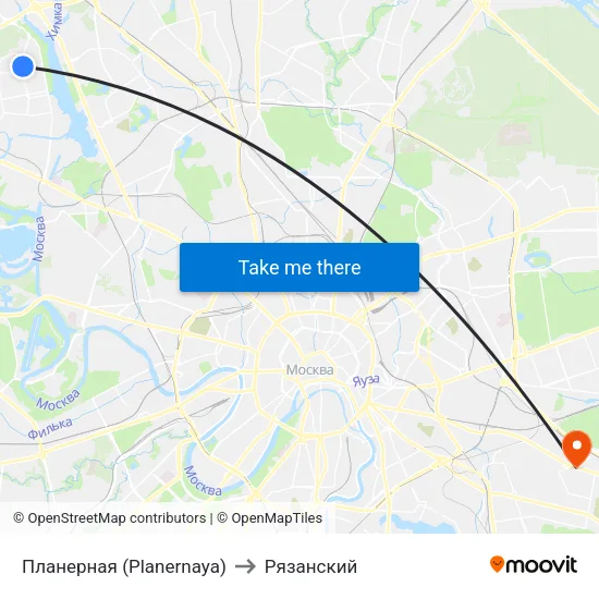 Планерная (Planernaya) to Рязанский map