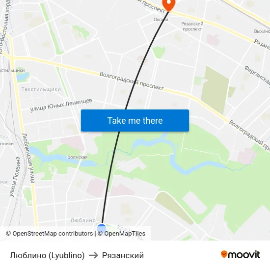 Люблино (Lyublino) to Рязанский map