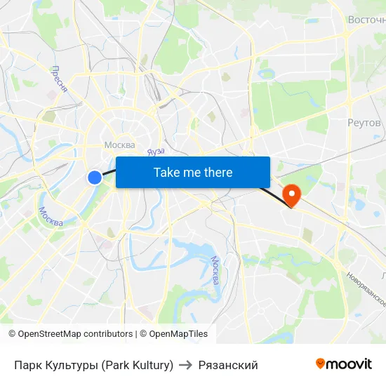 Парк Культуры (Park Kultury) to Рязанский map