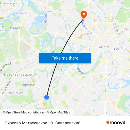 Очаково-Матвеевское to Савёловский map