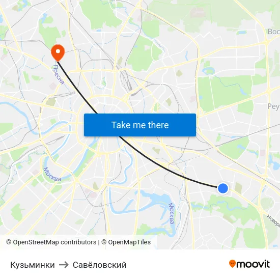 Кузьминки to Савёловский map