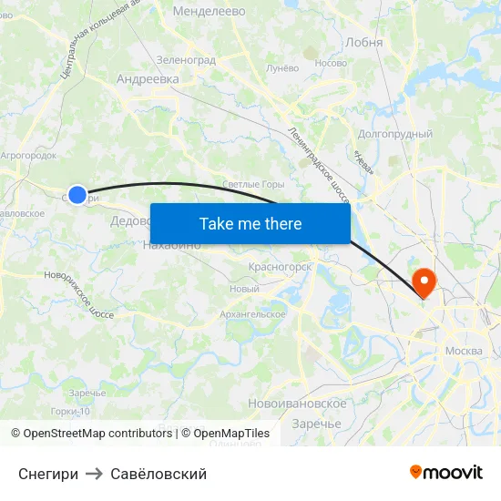 Снегири to Савёловский map