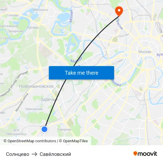 Солнцево to Савёловский map