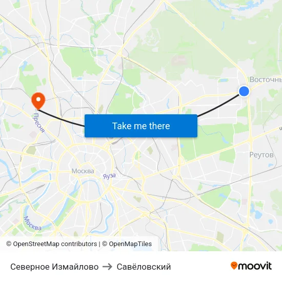 Северное Измайлово to Савёловский map
