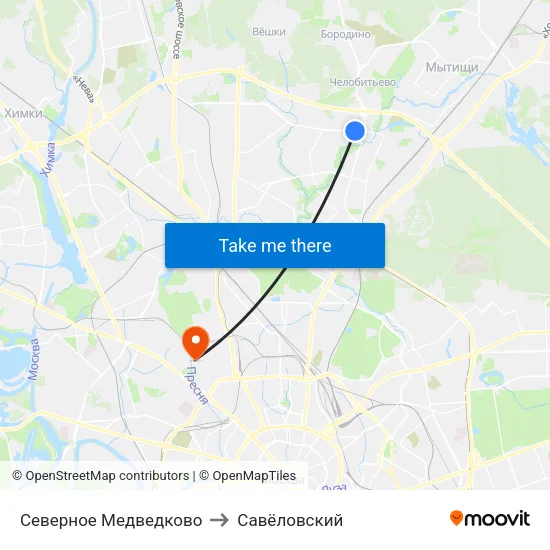 Северное Медведково to Савёловский map