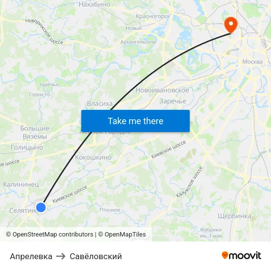 Апрелевка to Савёловский map