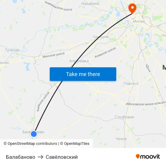 Балабаново to Савёловский map