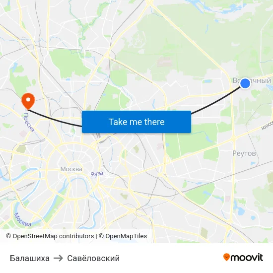 Балашиха to Савёловский map