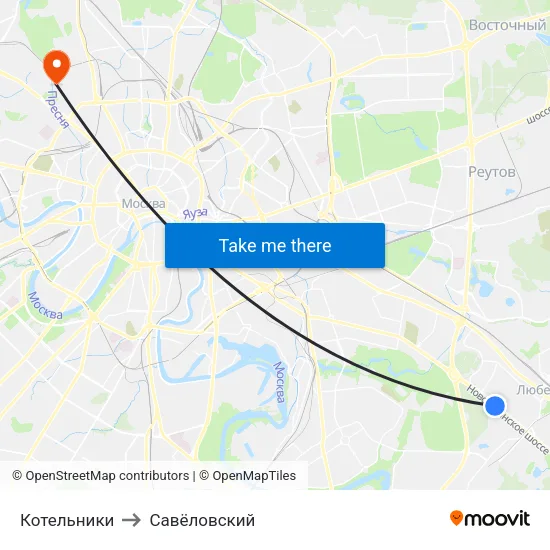 Котельники to Савёловский map