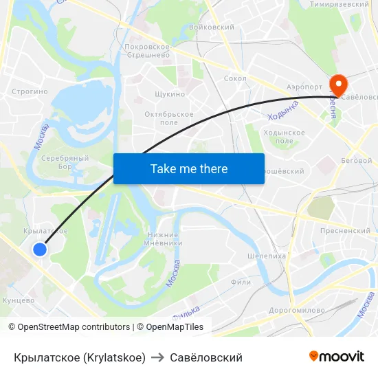 Крылатское (Krylatskoe) to Савёловский map