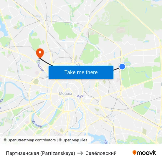 Партизанская (Partizanskaya) to Савёловский map