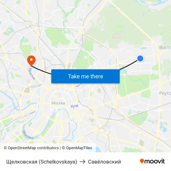 Щелковская (Schelkovskaya) to Савёловский map
