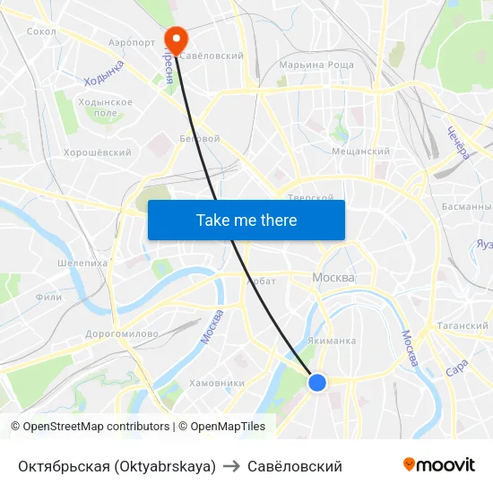 Октябрьская (Oktyabrskaya) to Савёловский map